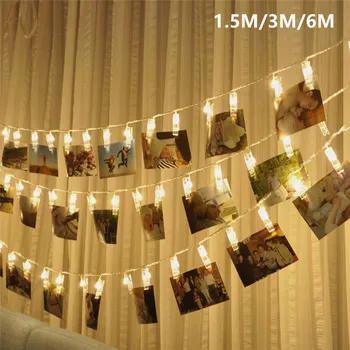 10 20 40 LED Girliandą Kortelės Foto Įrašą Led String Pasakų Žibintai su baterijomis Kalėdų Girliandas Vestuvių naujieji Metai Apdaila