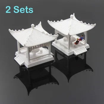2 komplektai Paviljono Modelį, Gloriette Kinų Statybos Ugdymo 1:150 1:100 1:75