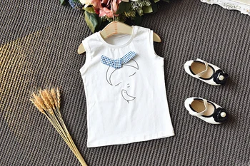 2020 metų Vasaros Mergaičių Drabužių Rinkiniai Mielas Lankas korėjos Berankoviai marškinėliai + Pledas Šortai 2VNT Tiktų Vaikams Drabužių Komplektas, Vaikų Drabužiai