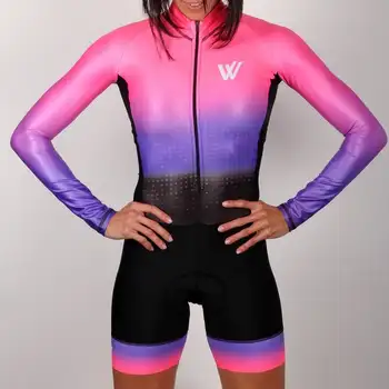 2020 Moterų Pro Komandos Triatlonas Kostiumas ilgomis Rankovėmis Dviračių Džersis Skinsuit Jojimo Jumpsuit Maillot Dviračių Ropa Ciclismo Rinkinys Gelio