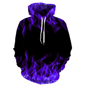 2020 naujas spalvingas violetinė liepsna hoodie 3D palaidinukė vyrų/moterų gobtuvu rudens ir žiemos juokinga kailis mens drabužiai, striukė, hoodies