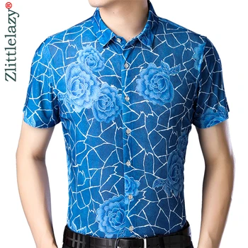 2020 Prekės Atsitiktinis Vasaros Trumpomis Rankovėmis Slim Fit Gėlių Havajų Marškinėliai Vyrams Streetwear Socialinės Suknelė Mens Marškinėliai Mados Jersey 212