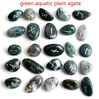 25Pcs Natūralių Vandens Krištolo, Agato Rune Nereguliarus Žalia Runų Akmenys Būrimą Likimo-pasakoja Gijimo Meditacija Kolekcija