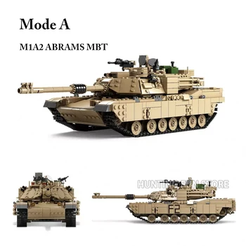 2in1 WW2 Karinės M1A2 Abrams MBT Armijos Tankas Patrankos Vežime Nustatyti Kareivis Duomenys 