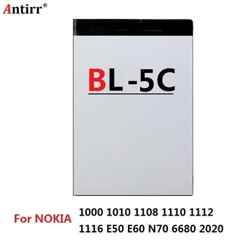 2x Antirr Originalus 1020mAh baterija BL-5C Mobiliojo Telefono Bateriją BL5C baterija BL 5C Nokia e60 Li-ion, 3,7 V Įkraunamas Baterijas