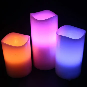 3Pcs/Set Spalva Keičiasi LED Žvakė Naktį Šviesos Dekoro Lemputė su Nuotolinio Valdymo