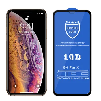 500pcs 10D Grūdintas Stiklas iPhone 12 Mini Pro 11 Max XS XR X 8 7 6 Plus SE Visišką Dangtis Lenktas Screen Protector Filmas