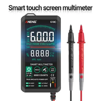 618C Digitale Multimetras Smart Touch Screen nuolatinės Srovės Analoge Baras True RMS Testeris 6000Telt Tranzistorius Condensator NCV Matuoklis