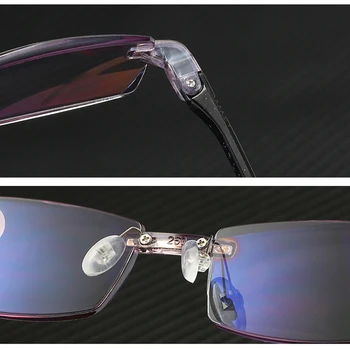 Anti-mėlynos šviesos blokavimas frameless skaitymo akiniai ponios ir vyriški aikštėje frameless skaitymo akiniai dioptrijomis +2.0 2.5
