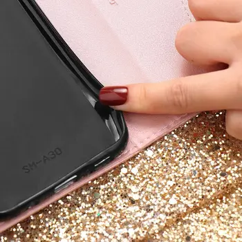 Apversti Piniginės Odinis dėklas, skirtas Samsung Galaxy A51 A71 A70 A40 A30 A20 A10 E Moterų Diamond Telefonas Maišelio Dangtelis, skirtas 