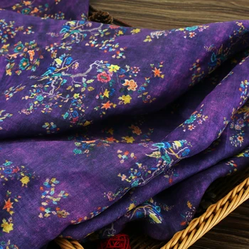 Aukštos klasės violetinė ramės (kiniškosios dilgėlės) spausdinti medvilnės audinio Vestuvinė Suknelė Tiulio Sijonas Medžiagos, audiniai kratinys kumas telas por metro