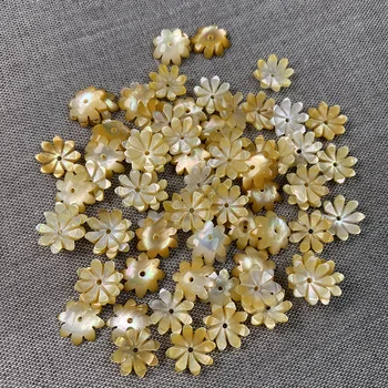 Aukštos Kokybės 5vnt 10mm Gamtos Raižyti perlamutru Geltona Gėlė Shell Karoliukų, skirta 