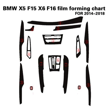 BMW X5 F15/X6 F16 Interjero Centrinis Valdymo Pultas Durų Rankena (3D/5D Anglies Pluošto Lipdukai Lipdukai Automobilio stilius Accessories