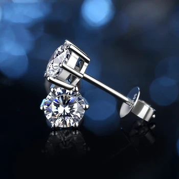 BOEYCJR 925 Sidabro 0.5/1ct F spalva Moissanite VVS Fine Jewelry Diamond Stud Auskarai Su nacionalinės pažymėjimą, Moteris Dovaną