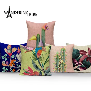 Botanikos pagalvės, patalynė pagalvėlės namų sofos dekoro spalvinga Užsakymą pagalvę padengti kaktusas coussin dekoratyviniai lauko dekoratyvinės pagalvėlės