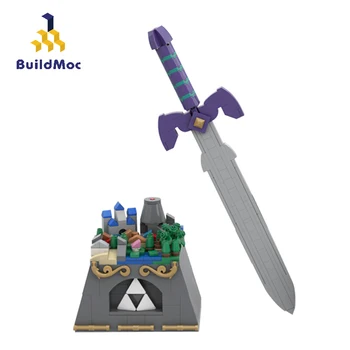 BuildMoc Architektūros Hyrule Pilis Ir Magistro Kardas SS-36344 Filmo Kūrimo Blokų, Plytų Architektūra Žaislai Vaikams Dovanų