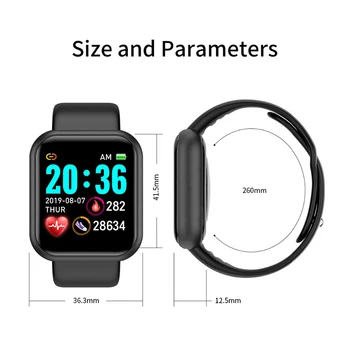 Didmeninė D20 Y68 Smart Watch Širdies ritmo Monitorius Kraujo Spaudimą 