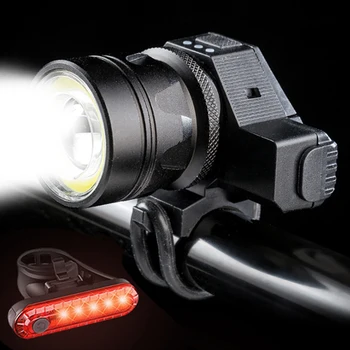Dviračio Šviesos USB Įkraunamas LED Stiprios Šviesos Dviračių Žibintų Naktį Jojimo Saugos Įspėjamoji Lemputė Vandeniui Dviračių priekinis žibintas