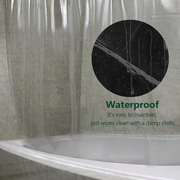 Eco-friendly PEVA Aišku, Dušo Užuolaidos su 12 pajungti Metalo kilpa Vandeniui tirštėti Tiesiai namo vonios kambarys dušo Užuolaidos