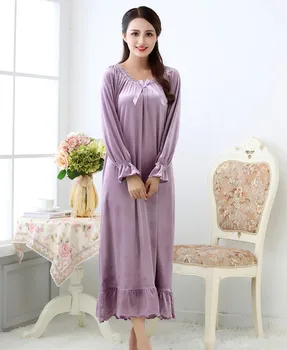 Fdfklak ilgai nightgowns sleepwear suknelė moterims naktį suknelė plius dydžių, pavasarį, rudenį naujų aksomo moterų sleepwear naktį dėvėti Q1468