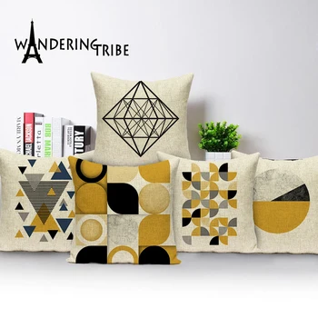 Geometrinių raštų pagalvėlės geltonos spalvos dekoratyvinės pagalvėlės Patogu padengti pagalvėlė užsakymą linas briedis pagalvę namų pagalvėlės
