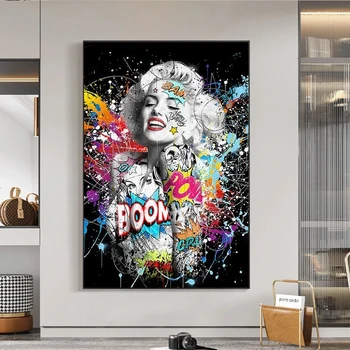 Grafiti Meno Marilyn Monroe Drobės Tapybos Pop Seksualus Portretas, Plakatų ir grafikos Gatvės Sienos paveiksl Cuadros Namų Kambario Dekoro