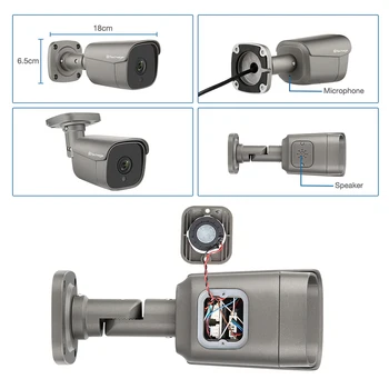 H. 265 8CH 5MP HD POE Saugumo kamerų Sistema, NVR Rinkinys, Dviejų krypčių Garso IP AI Kameros IR Lauko Vandeniui CCTV Vaizdo Stebėjimo Komplektas