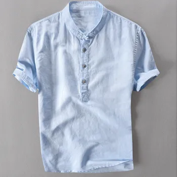 Havajų marškinėliai 2021 m. Vasarą Vyrams Kietas Ir Plonas, Orui Apykaklės Kabinti Dažytos Gradientas Medvilnės Marškinėliai camisa masculina