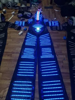 Helovyno cosplay naktinių drabužių LED Robotas LED Kostiumai, Šviesos, kostiumai programavimo duomenų valdytojas nustato šalmas
