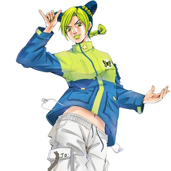 Japonijos Anime JoJo ' s Bizarre Adventure Cosplay Kostiumai, Jolyne Cujoh Kailio Striukė Žalia Lauko Viršūnės