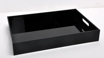 Juodo akrilo darbalaukio kosmetikos laikymo dėklas didelis aikštėje kvepalai/ lūpų dažai/šepečiai organizatorius dėklas