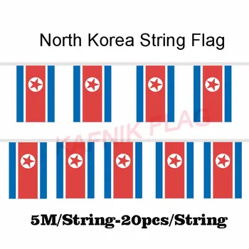 KAFNIK,5 metrų 20 veidus 14*21CM Šiaurės Korėja String Vėliavos Banner Bar Šalies Apdaila/Pasaulio Įvykio Karnavalas Dekoras