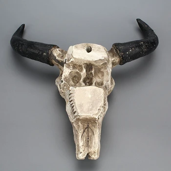 KARŠTA Derva Longhorn Karvės Kaukolė Galva Sienos Kabo Dekoro 3D Laukinių Gyvūnų Skulptūros Figūrėlės Amatų Ragai Namų Helovinas Deco