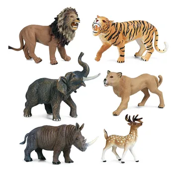 Karšto Plastiko Laukinių Gyvūnų, Dramblys, Liūtas, Tigras Rhino Balta Uodega Elnias Cheetah Modelį PVC Veiksmų Duomenys Matmenys žaislai vaikams