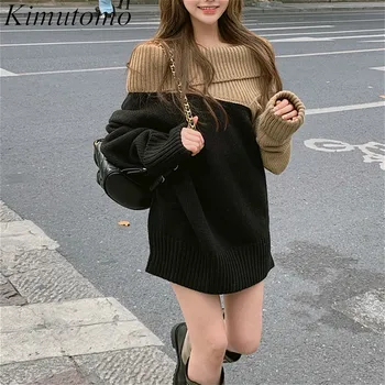 Kimutomo Moterų Megztinis Rudenį, Žiemą 2020 Korėjos Prarasti Mados Moterų Atsitiktinis Moterų Spalvų Storų Megztinių Outwear