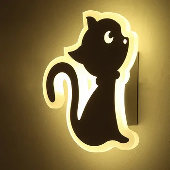 Kūrybos Akrilo LED Siena Šviesos Animacinių filmų Elnias Katė, Vaikai Naktį Šviesos Sconce Wandlamp Modernus Miegamojo, Naktiniai staleliai, Lempa, Restoranas Žibintai