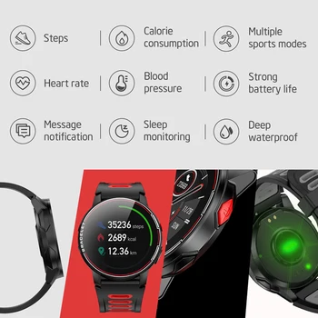 L6 IP68 Vandeniui Smartwatch Fitness Tracker Širdies ritmo Monitorius 