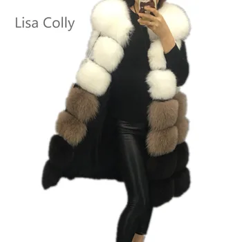 Lisa Colly Naujas Mados žiemos moterų kailio liemenė kailis Šiltas, ilgas, liemenes, kailinius, liemenes, Moterys dirbtiniais kailiais liemenė kailio viršutiniai drabužiai striukė