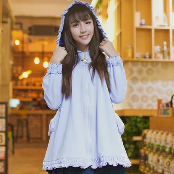 Lolita Girls Gobtuvu Kailis Harajuku Star Pakabukas Skrybėlę Žvaigždėtą Pamušalas Tranšėjos Outwear
