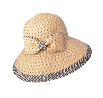 Mados vasaros šiaudų saulės kepurės lankas kaklaraištis rankų darbo kepurės moterims