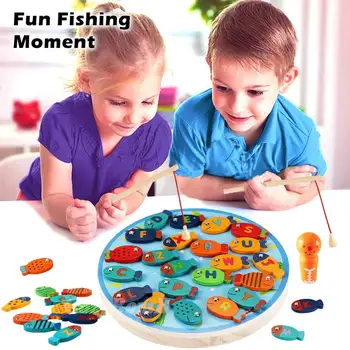 Magnetinės Medinės Žvejybos Žaidimas Žaislai Abėcėlė Žvejybos Skaičiavimo stalo Žaidimas, Žaislai, Vaikų Gimtadienio Mokymosi Švietimo Žaislai