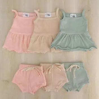Naujagimio mergina dviejų dalių drabužius nustatyti viršų ir šortai vasaros aprangą kūdikiams baby girl drabužiai