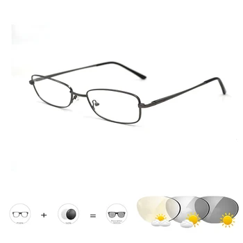 Naujas Metalo Rėmelis Smart Pilka Photochromic Saulės, Skaitymo Akiniai Ruda Presbyopia Eyeglasse