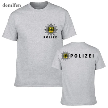 Naujas Polizei Bundespolizei Policijos Vokietija 2 SidesT-shirt Vyrai Medvilnė Marškinėliai trumpomis Rankovėmis Mados Viršūnes Tees