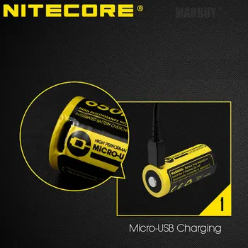 Nitecore NL1665R 2x Gabalus +Dovana Žibintuvėlis Built-in USB Mokestis Uosto Įkrovimo Baterija (akumuliatorius 650mAh 16340 CR123 3,6 V Nemokamas Pristatymas