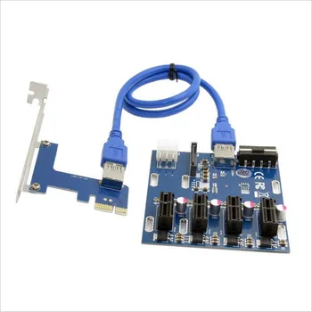PCIe 1 iki 4 PCI Express 1X laiko Tarpsnių Riser Card Mini ITX Išorės 4 PCI-e Slot Adapter PCIe Port Multiplier Kortelės