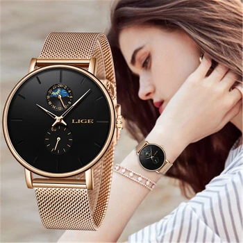 Reloj Naujas LIGE Moterų, Prabangos Prekės ženklo Žiūrėti Paprasta Kvarcinis Laikrodis Lady Vandeniui Laikrodis Moterų Mados Atsitiktinis Laikrodžiai Reloj Mujer