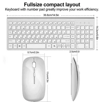Rusų ir anglų Simbolių Wireless Keyboard Mouse combo 2.4 G Nešiojamoji Belaidė Klaviatūra ir Pelė, 