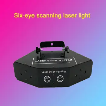 Scenos šviesos led šešių piko akių skenavimo linijos šviesos lazerio šviesos vėduoklės formos balso aktyvuota full KTV flash