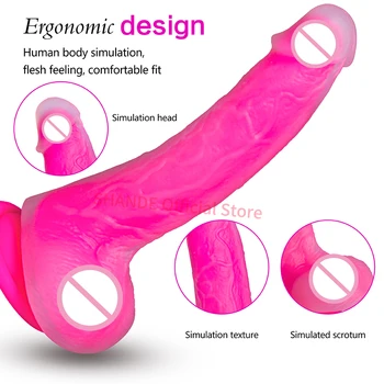 SHANDE Didelis Dildo siurbtukas Realistiškas Penis Minkštas Ilgai Vibratorių Moterų Silikono Didžiulis Penis Moterų Suaugusiųjų Sekso Žaislai, Built-in Kilio